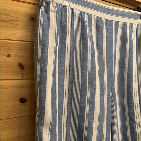 Maeve By Anthropologie Size 10 Linen Blend Vertical Striped Straight Leg Pants - Picture 7 of 12